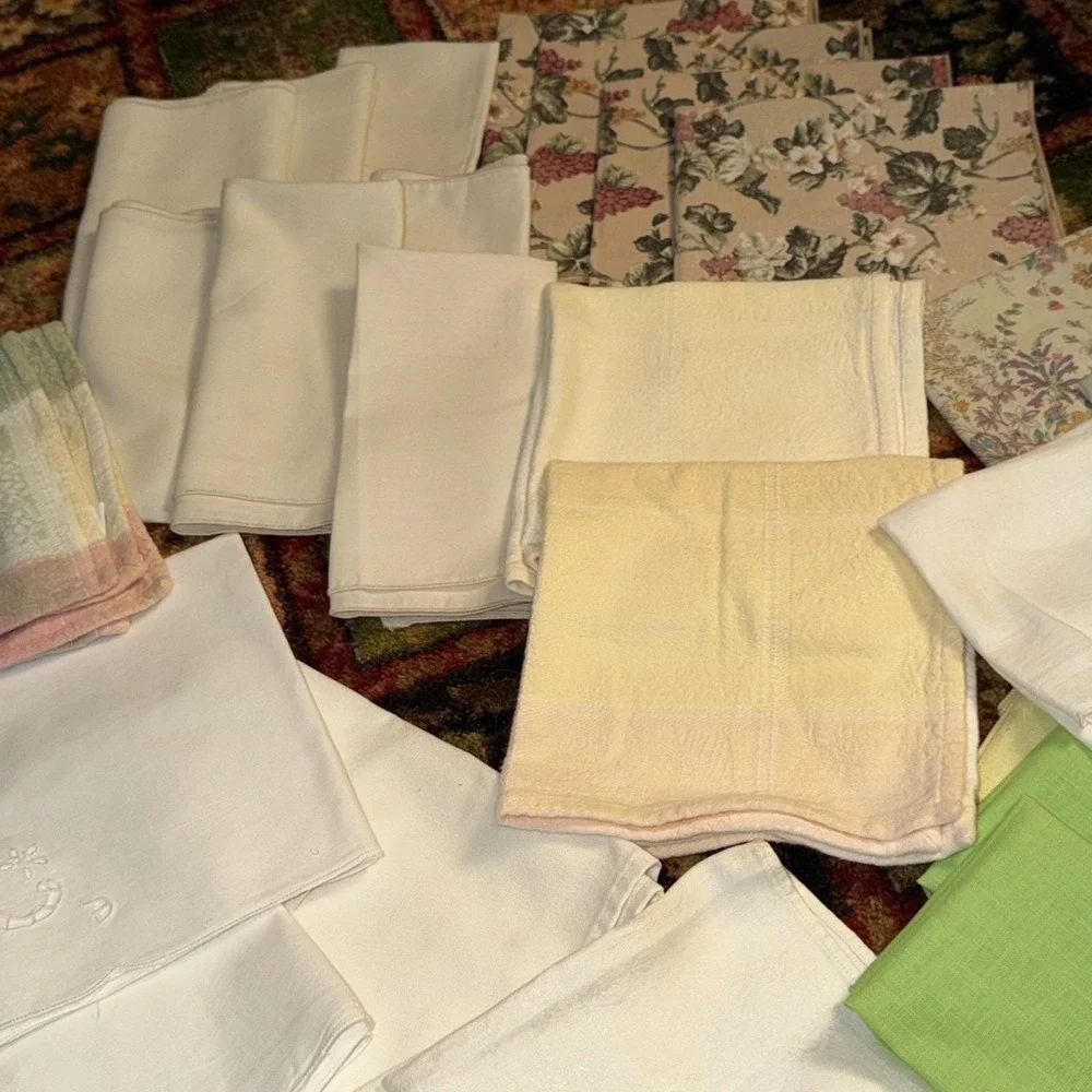 Vintage Mixed 36 Tea Towels Napkins Madeira Various Colors Sizes Resellers
